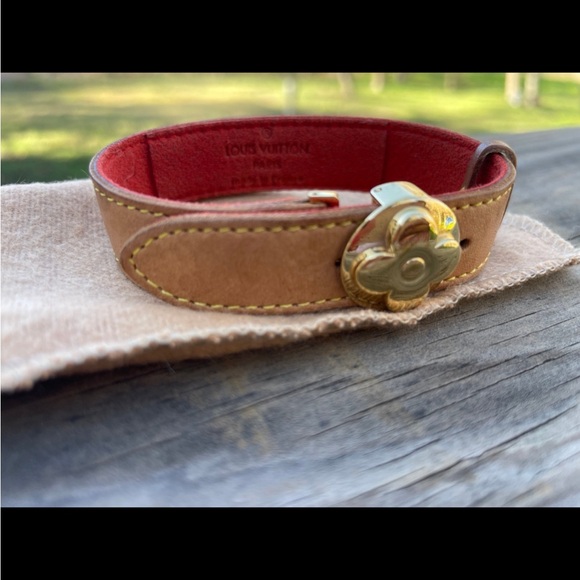 Louis Vuitton Tan and Red Leather Bracelet - Picture 5 of 7